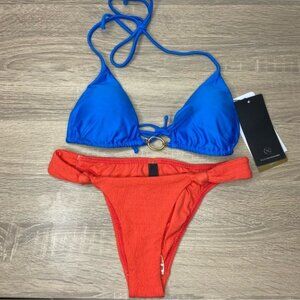 Vix Paula Hermanny Blue & Orange Assorted 2-Piece Bikini Set Size S NWT